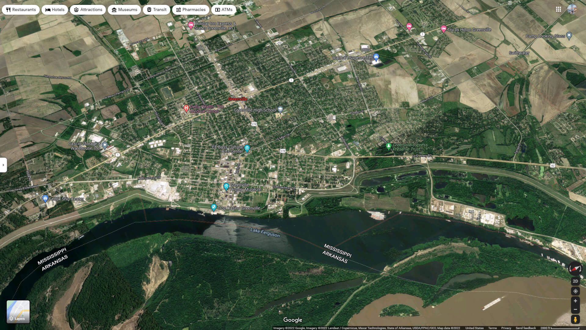 Greenville Aerial Map Mississippi